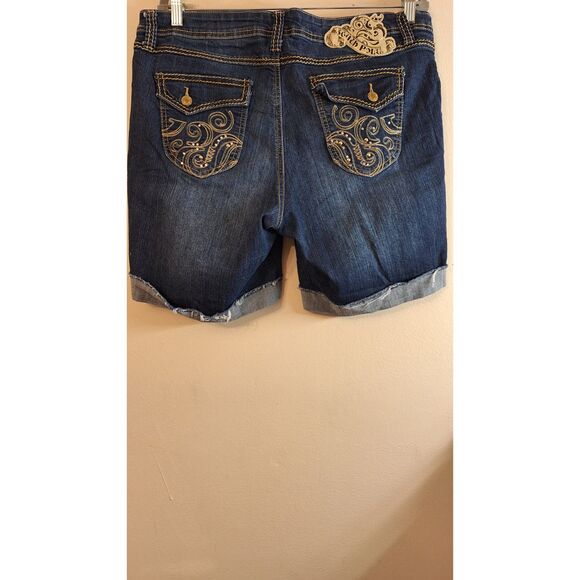 VINTAGE Y2K 90'S SOUTHPOLE WOMEN DENIM JEAN CUT OFF SPORTY SHORTS PLUS SIZE 18 - Picture 2 of 6